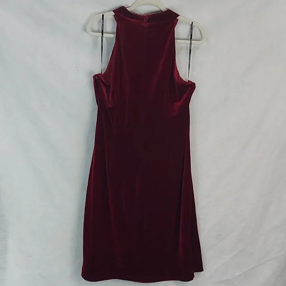 Vince Camuto Red Burgundy Velvet Halter Sleeveless Over Knee Dress 18 XXL # - Picture 5 of 13
